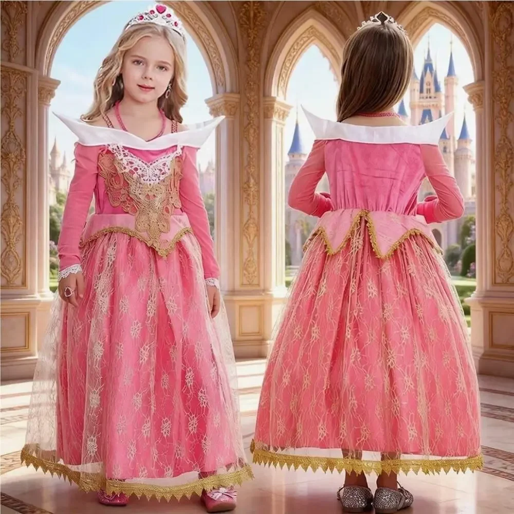 Aurora Sleeping Beauty Pink Princess Dress Halloween Costume Girls Sz. 7-8 Years